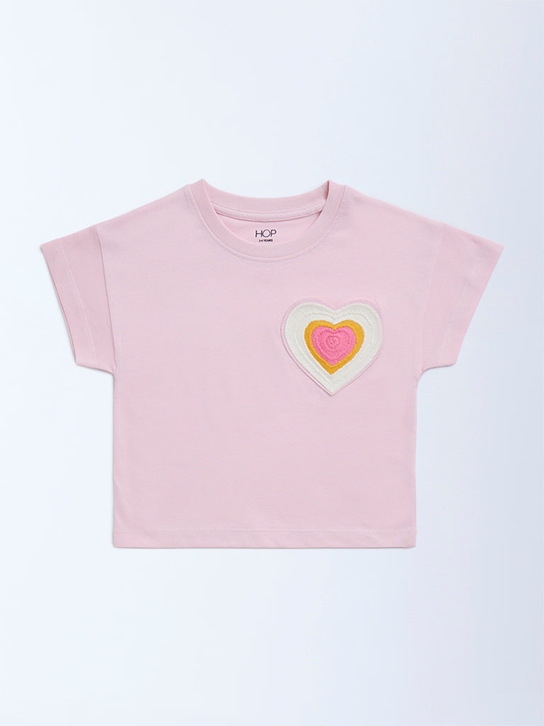 HOP Kids Pink Heart Design Cotton T-Shirt
