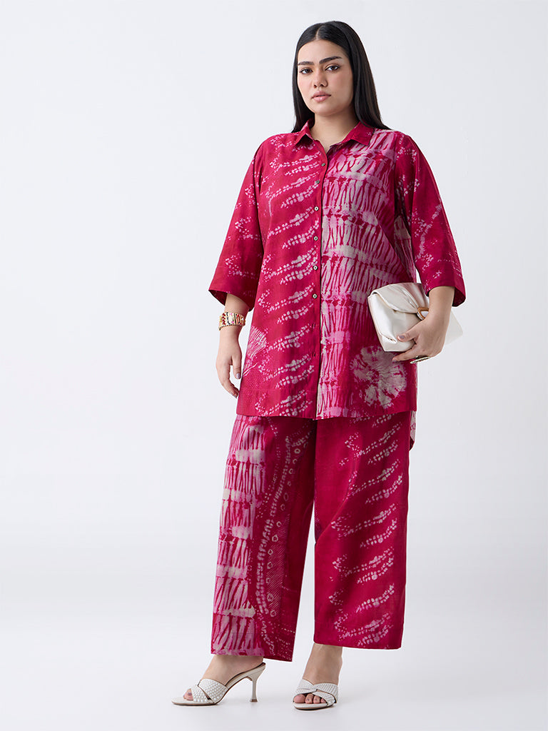 Diza Magenta Abstract Printed Pants - Image 2