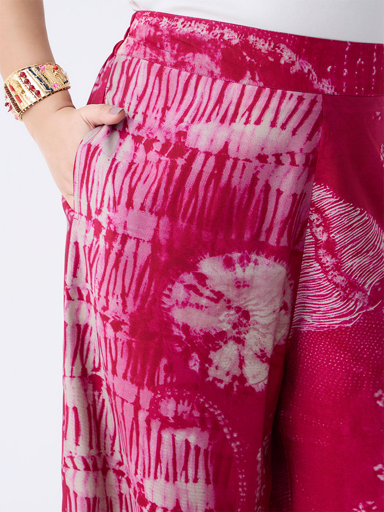 Diza Magenta Abstract Printed Pants - Image 3