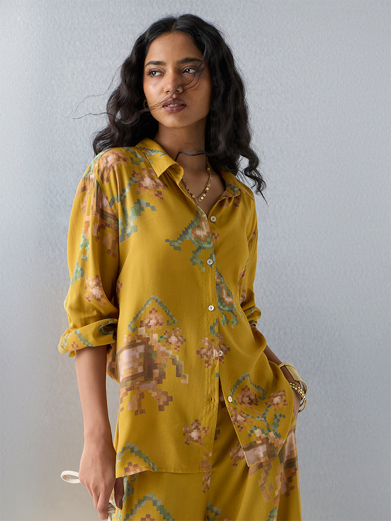 Utsa Mustard Printed Tunic - Image 2