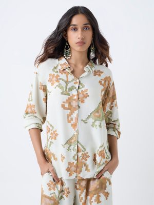 Utsa Off-White Printed Tunic