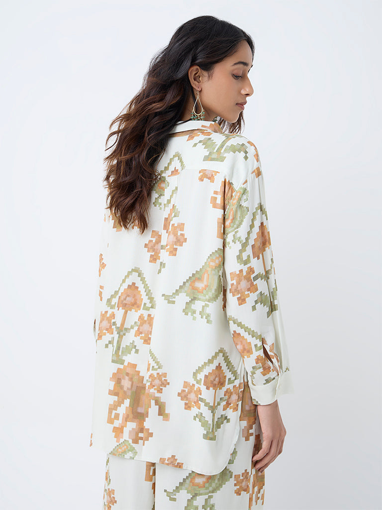 Utsa Off-White Printed Tunic - Image 4