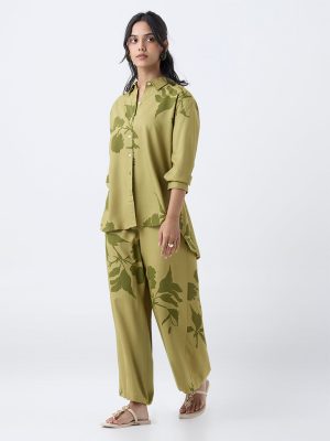 Utsa Lime Floral Pattern Tunic