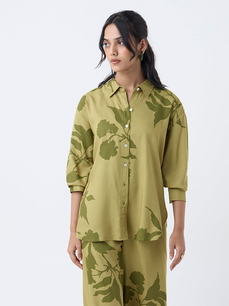 Utsa Lime Floral Pattern Tunic - Image 2