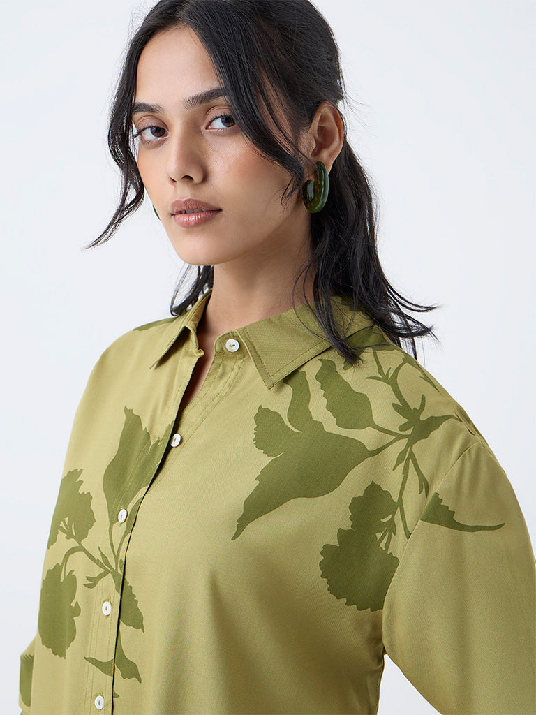 Utsa Lime Floral Pattern Tunic - Image 3