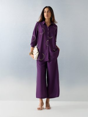 Utsa Purple Stud-Detailed Tunic