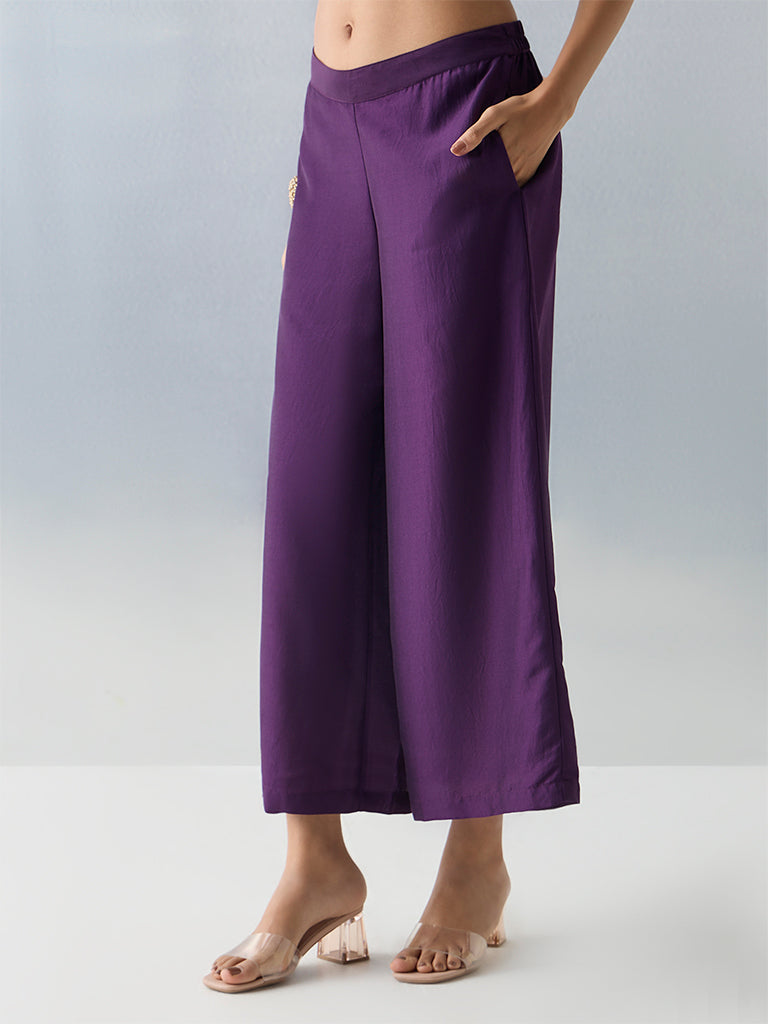 Utsa Purple Solid Pants