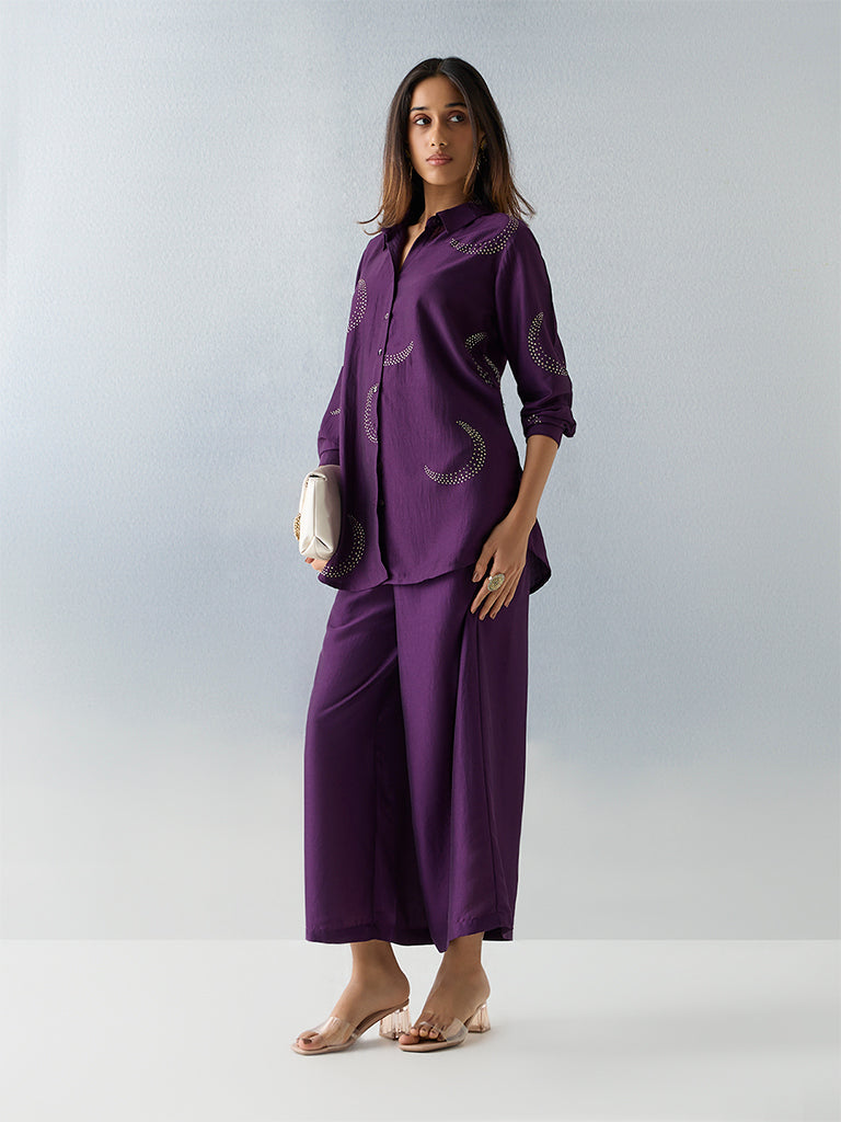 Utsa Purple Solid Pants - Image 2