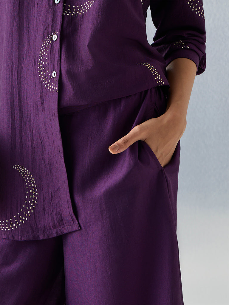 Utsa Purple Solid Pants - Image 3