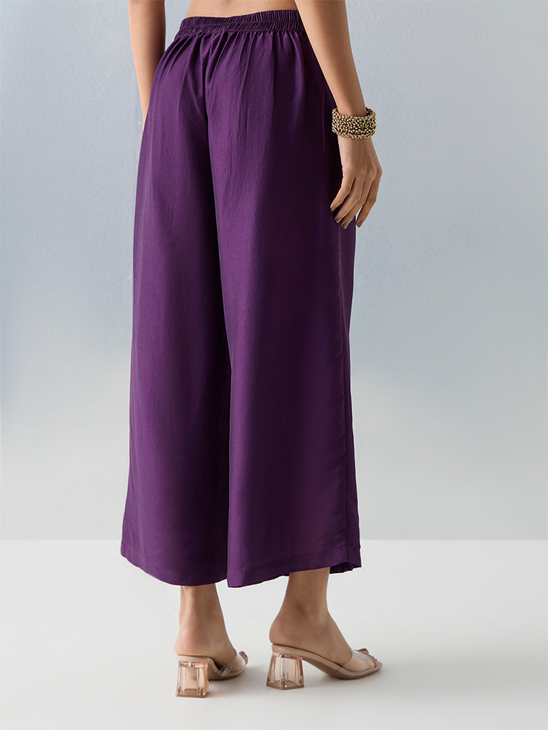 Utsa Purple Solid Pants - Image 4