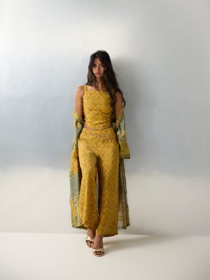 Utsa Yellow Printed Palazzos