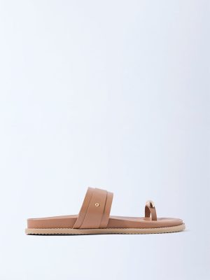 LUNA BLU Brown Metallic Toe-Ring Comfort Sandals