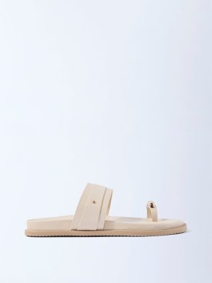 LUNA BLU Ivory Metallic Toe-Ring Comfort Sandals