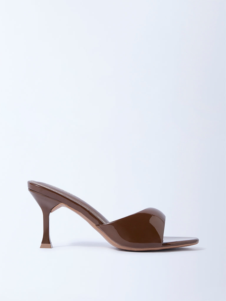 LUNA BLU Brown Puffed Stiletto Heel Sandals