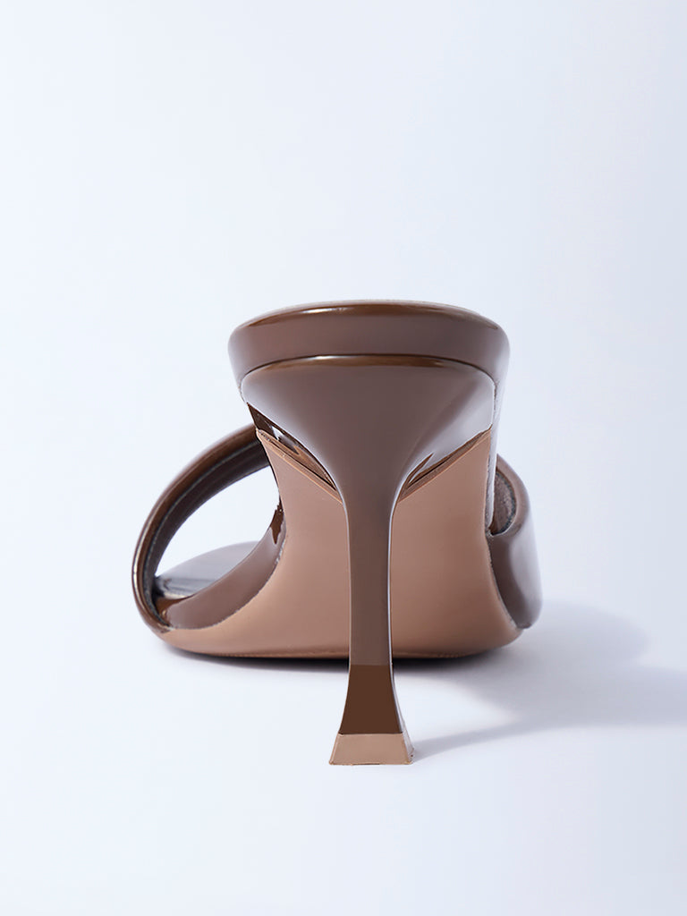 LUNA BLU Brown Puffed Stiletto Heel Sandals - Image 3