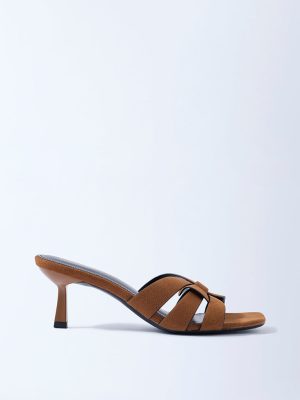 LUNA BLU Brown Multi-Strap Heel Sandals