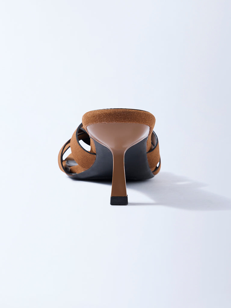 LUNA BLU Brown Multi-Strap Heel Sandals - Image 3