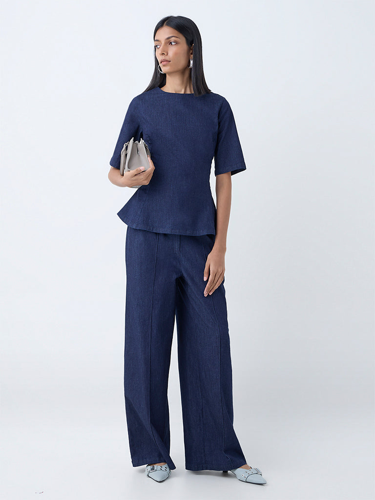 Wardrobe Indigo Denim Peplum Top - Image 2