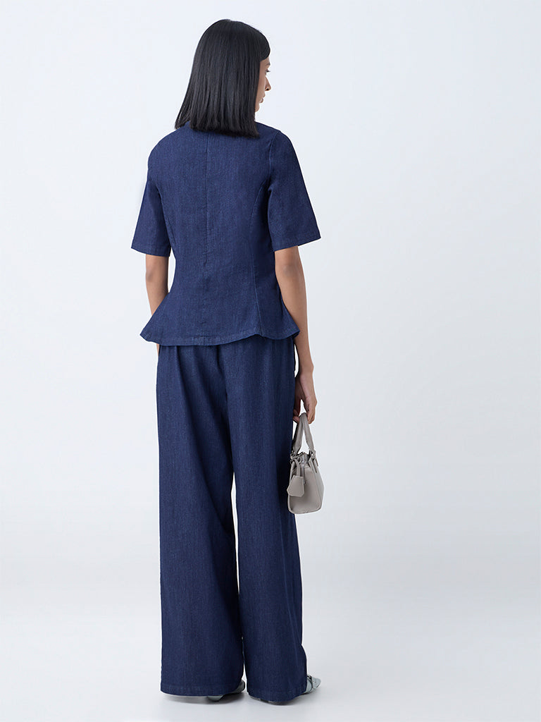 Wardrobe Indigo Denim Peplum Top - Image 4