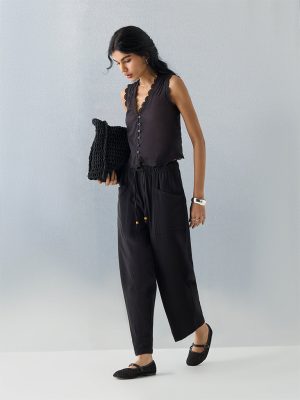 Bombay Paisley Black Sheer Cotton Top