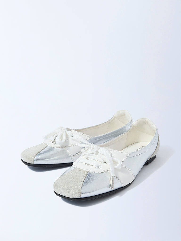 LUNA BLU Silver Lace-Up Shoes - Image 2