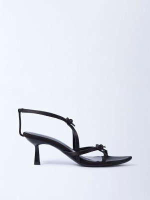 LUNA BLU Black Bow-Detailed Stiletto Heel Sandals
