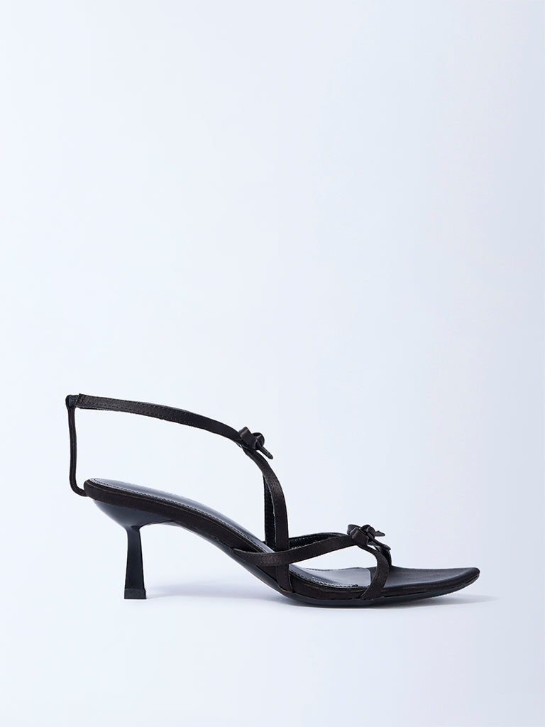 LUNA BLU Black Bow-Detailed Stiletto Heel Sandals