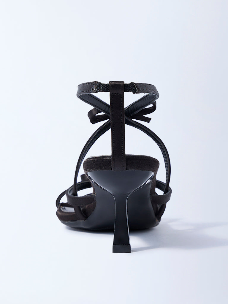 LUNA BLU Black Bow-Detailed Stiletto Heel Sandals - Image 3