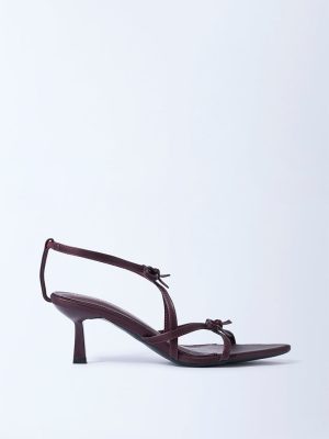 LUNA BLU Burgundy Bow-Detailed Stiletto Heel Sandals