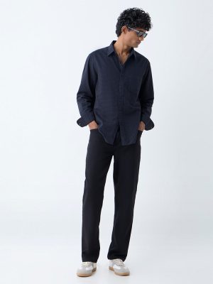 WES Casuals Black Checks Printed Relaxed-Fit Cotton Shirt
