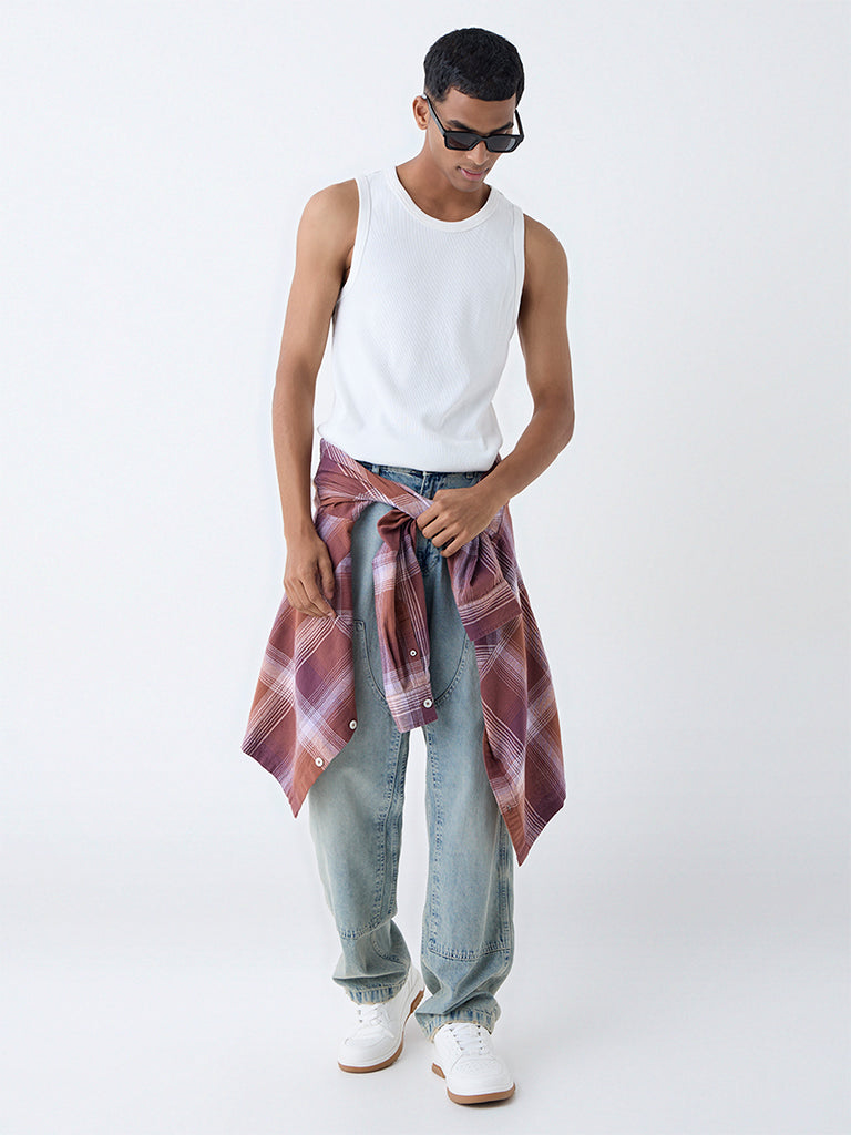 Nuon White Ribbed Cotton-Blend Slim-Fit T-Shirt - Image 3