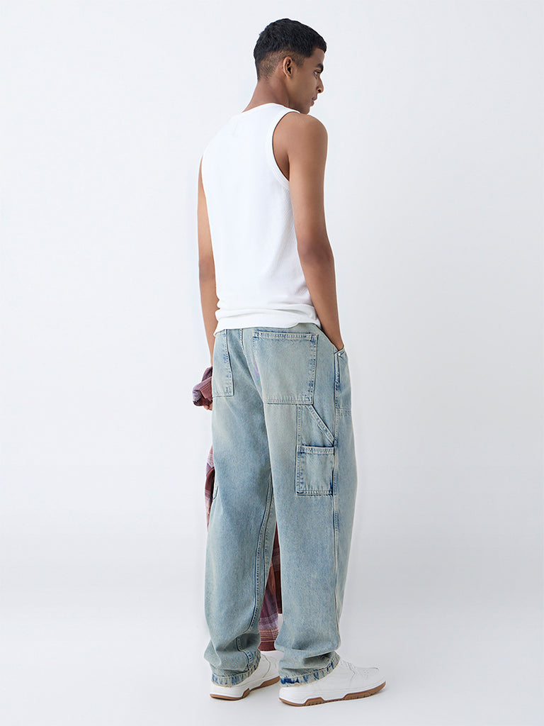 Nuon White Ribbed Cotton-Blend Slim-Fit T-Shirt - Image 5