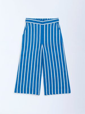 Utsa Kids Blue Striped Cotton-Blend Pants - (2-8yrs)