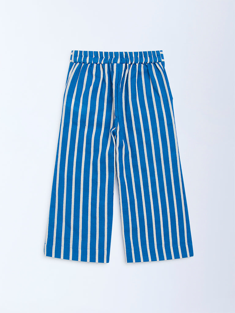 Utsa Kids Blue Striped Cotton-Blend Pants - (2-8yrs) - Image 2