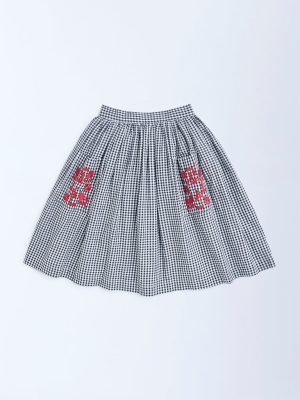 Utsa Kids Black Gingham Checkered Cotton Skirt - (2-8yrs)