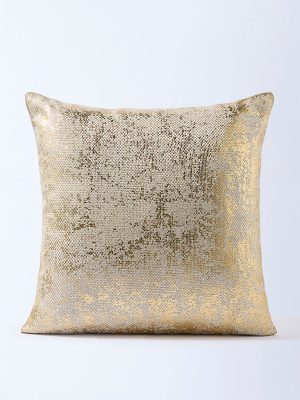 Westside Home Beige Foil-Detailed Cushion Cover