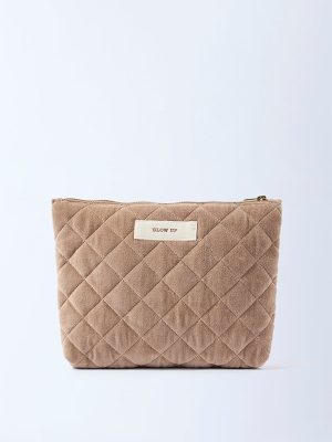 Westside Home Beige Quilted Bath Pouch