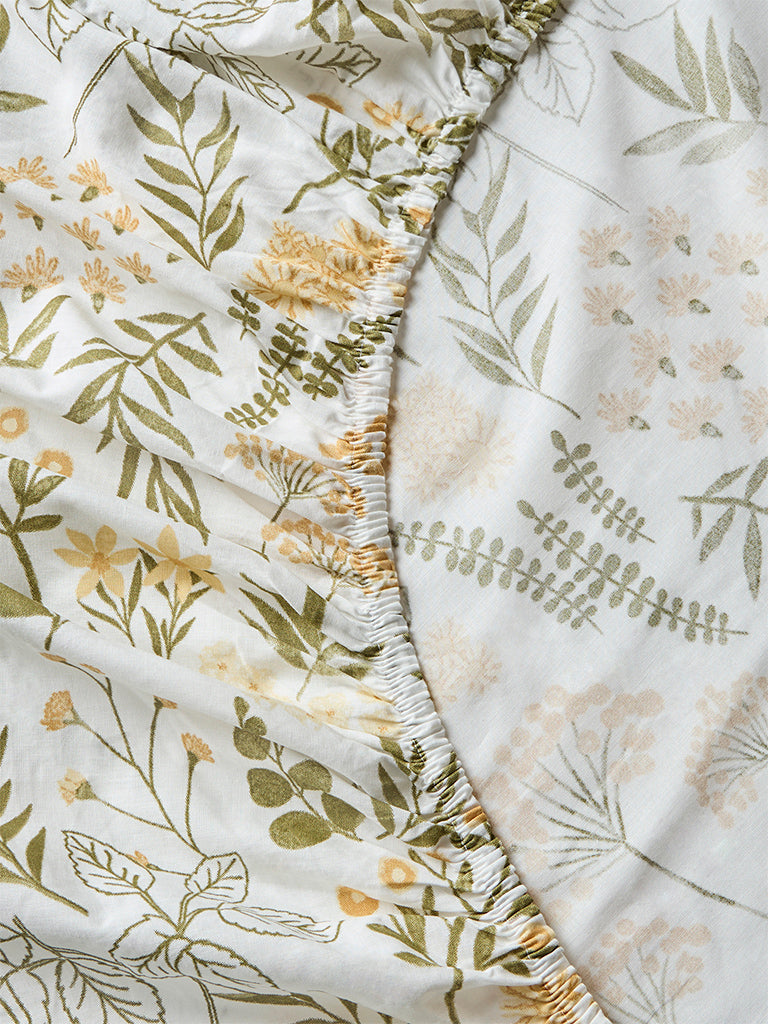 Westside Home Multicolour Botanical Design Queen Bed Sheet Set - Image 3