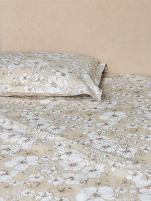 Westside Home Beige Floral Pattern King Bed Sheet Set