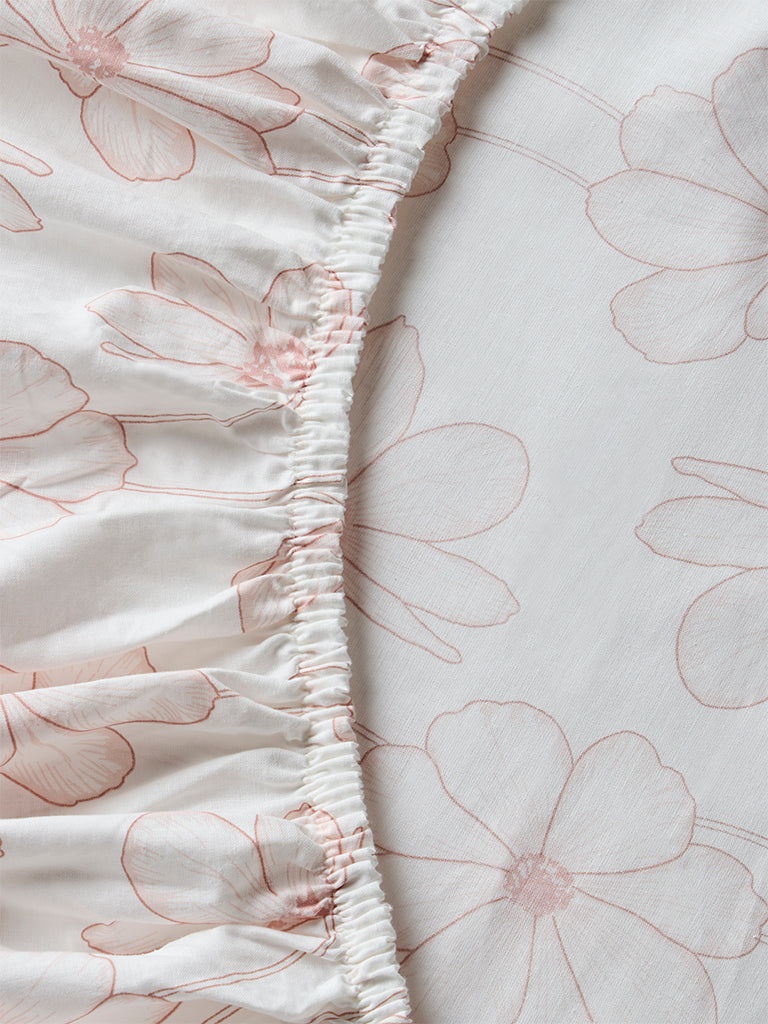 Westside Home Light Pink Floral Design Queen Bed Sheet Set - Image 3