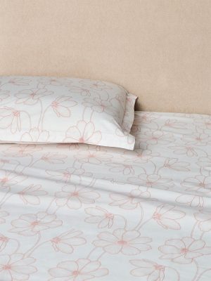 Westside Home Light Pink Floral Design King Bed Sheet Set