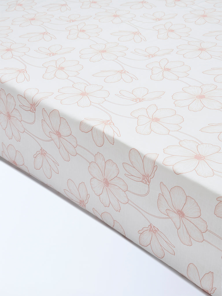 Westside Home Light Pink Floral Design King Bed Sheet Set - Image 2