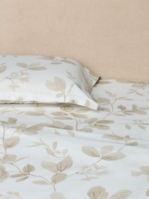 Westside Home Beige Leaf Printed King Bed Sheet Set