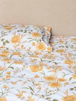 Westside Home Yellow Floral Pattern King Bed Sheet Set