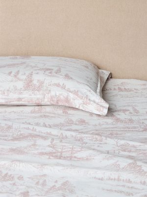 Westside Home Dull Pink Toile Printed King Bed Sheet Set