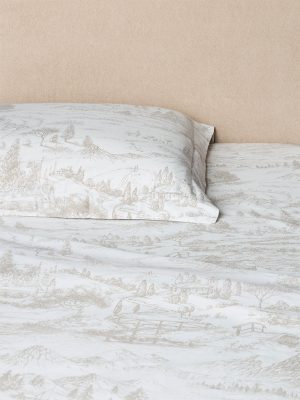 Westside Home Beige Toile Printed King Bed Sheet Set