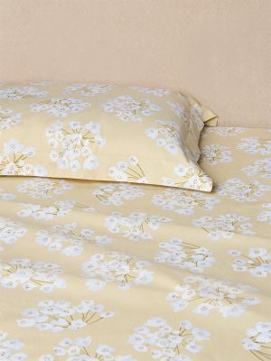 Westside Home Yellow Floral Design Queen Bed Sheet Set