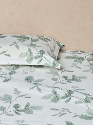 Westside Home Sage Leaf Design Queen Bed Sheet Set