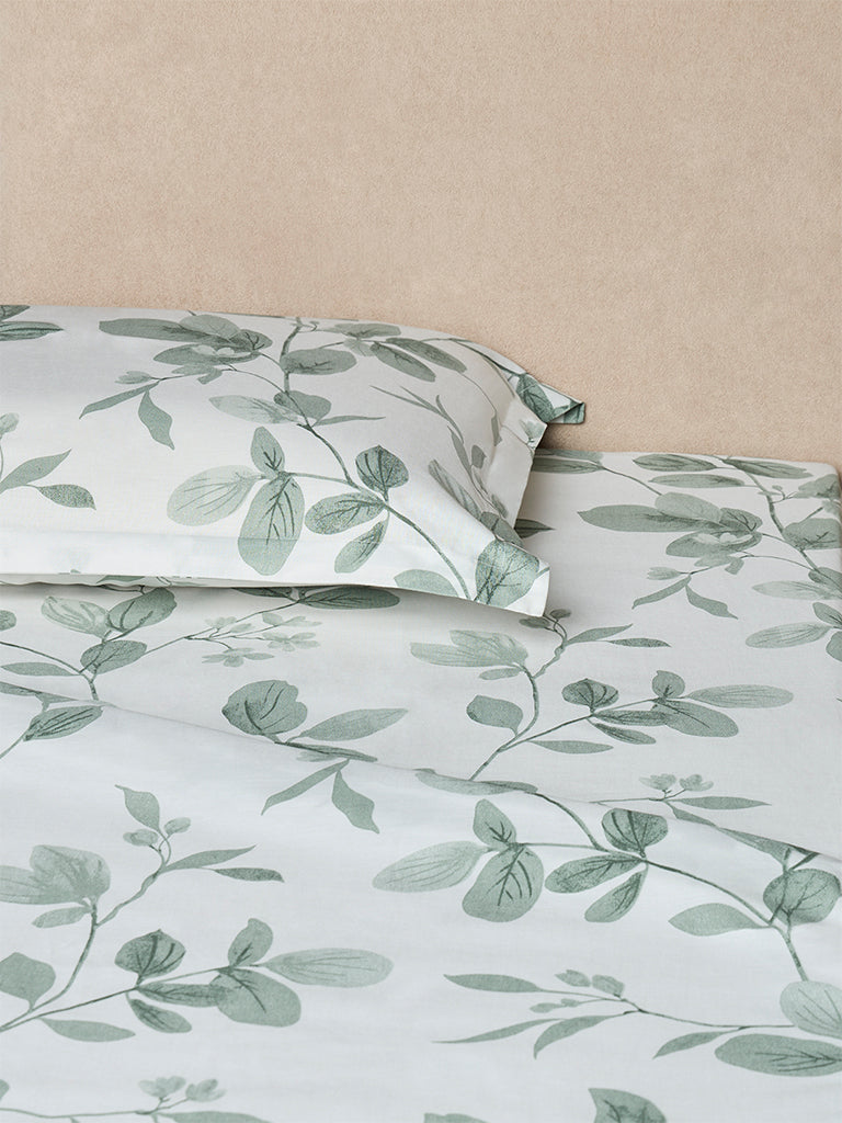 Westside Home Sage Leaf Design Queen Bed Sheet Set