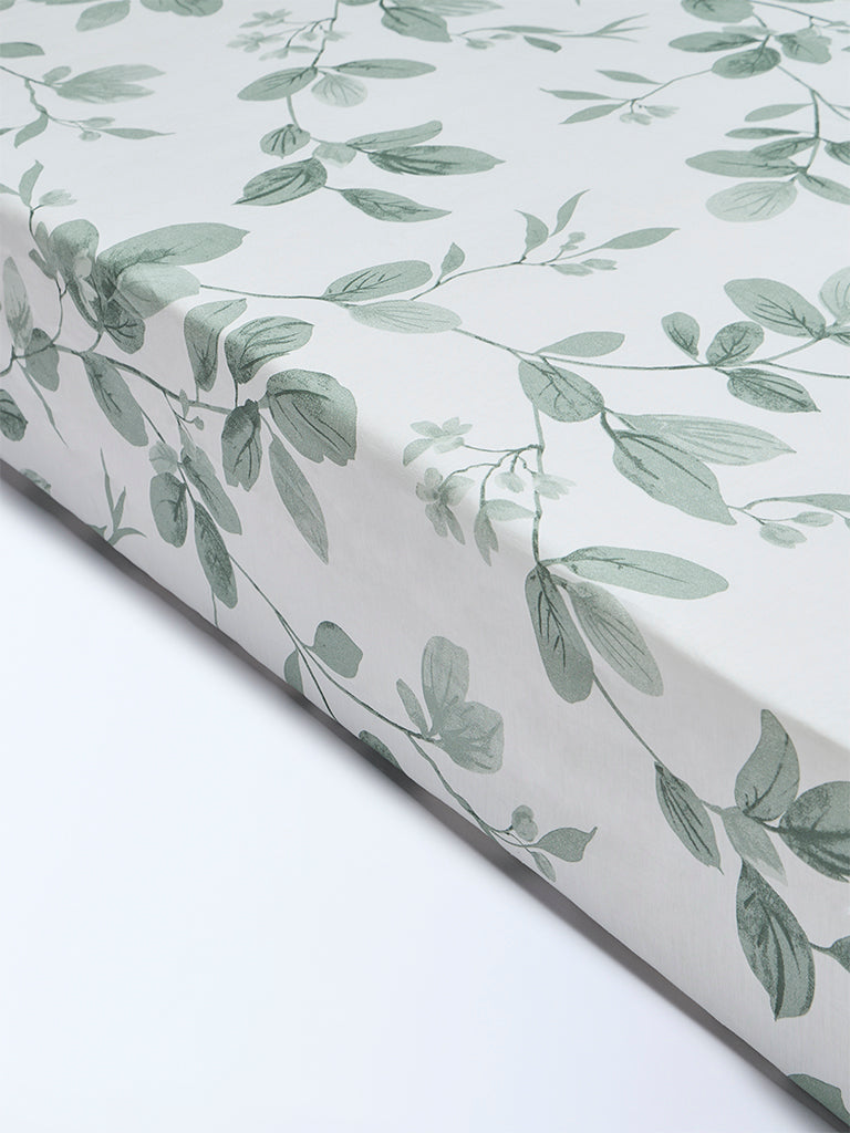 Westside Home Sage Leaf Design Queen Bed Sheet Set - Image 2